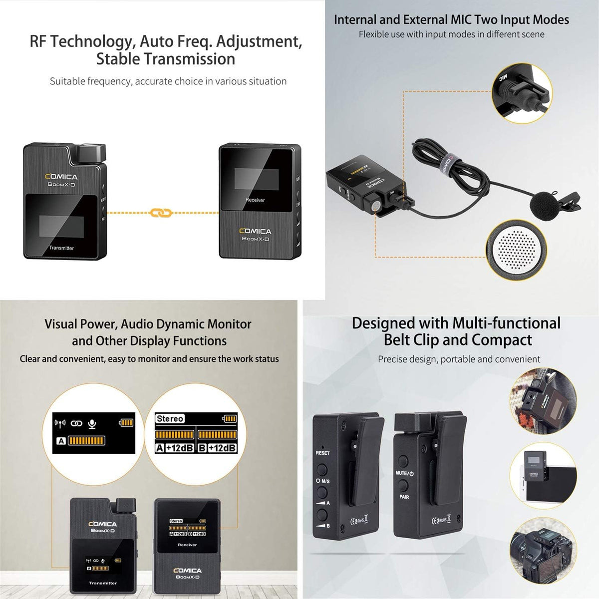 2.4G Wireless Lavalier Microphone System with Lapel Clip Mics M170