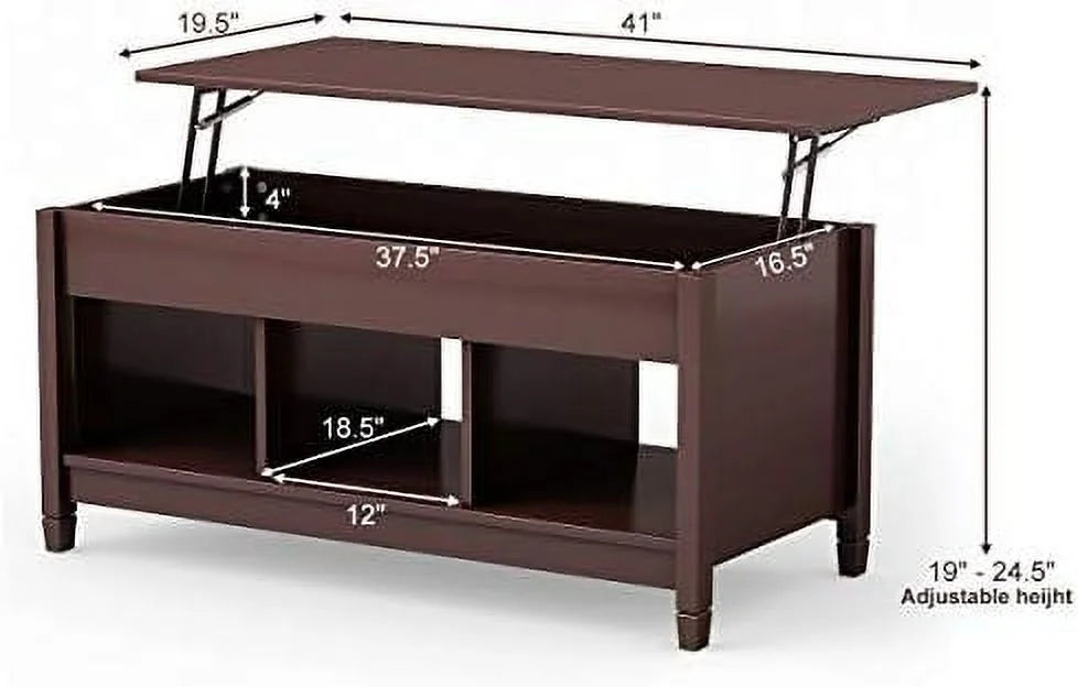 Espresso Lift Top Coffee Table with Hidden Compartment L4753