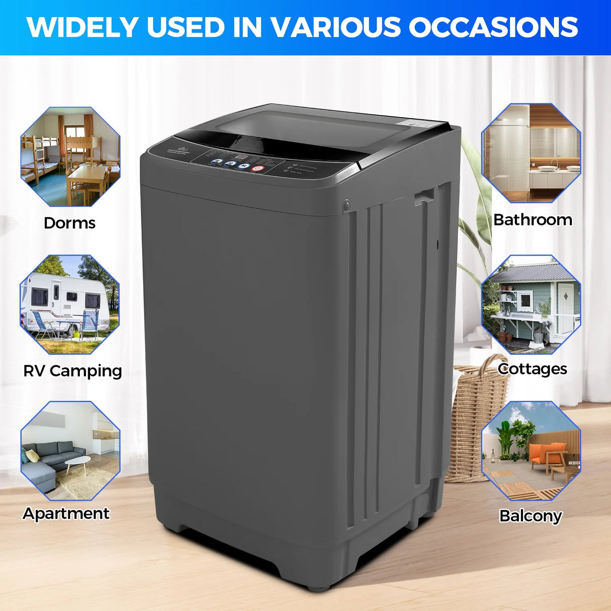 17.8lb Full Automatic Washing Machine with Drain Pump F869