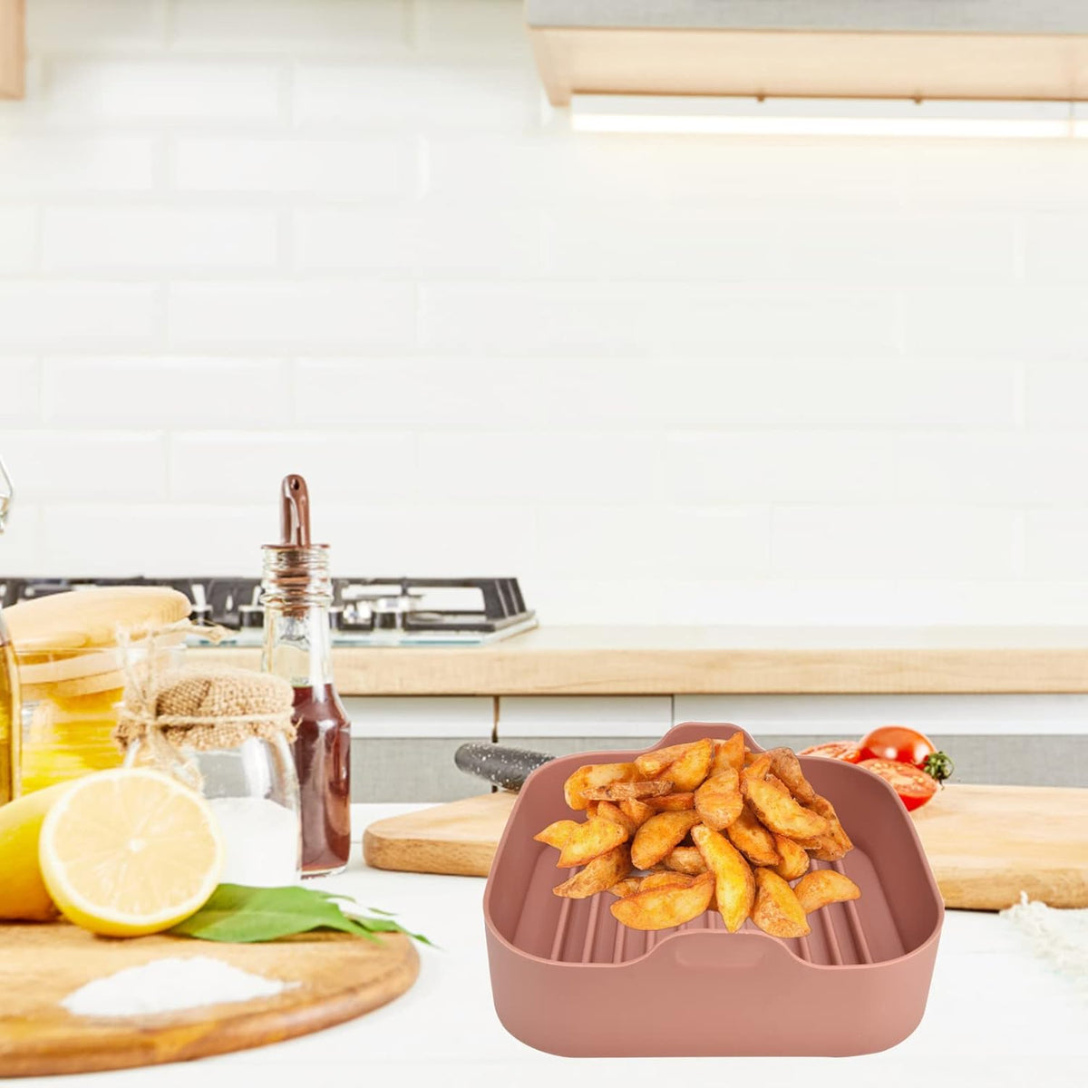 8 Inch Square Non-Stick Food-Grade Reusable Silicone Air Fryer Liners R152878
