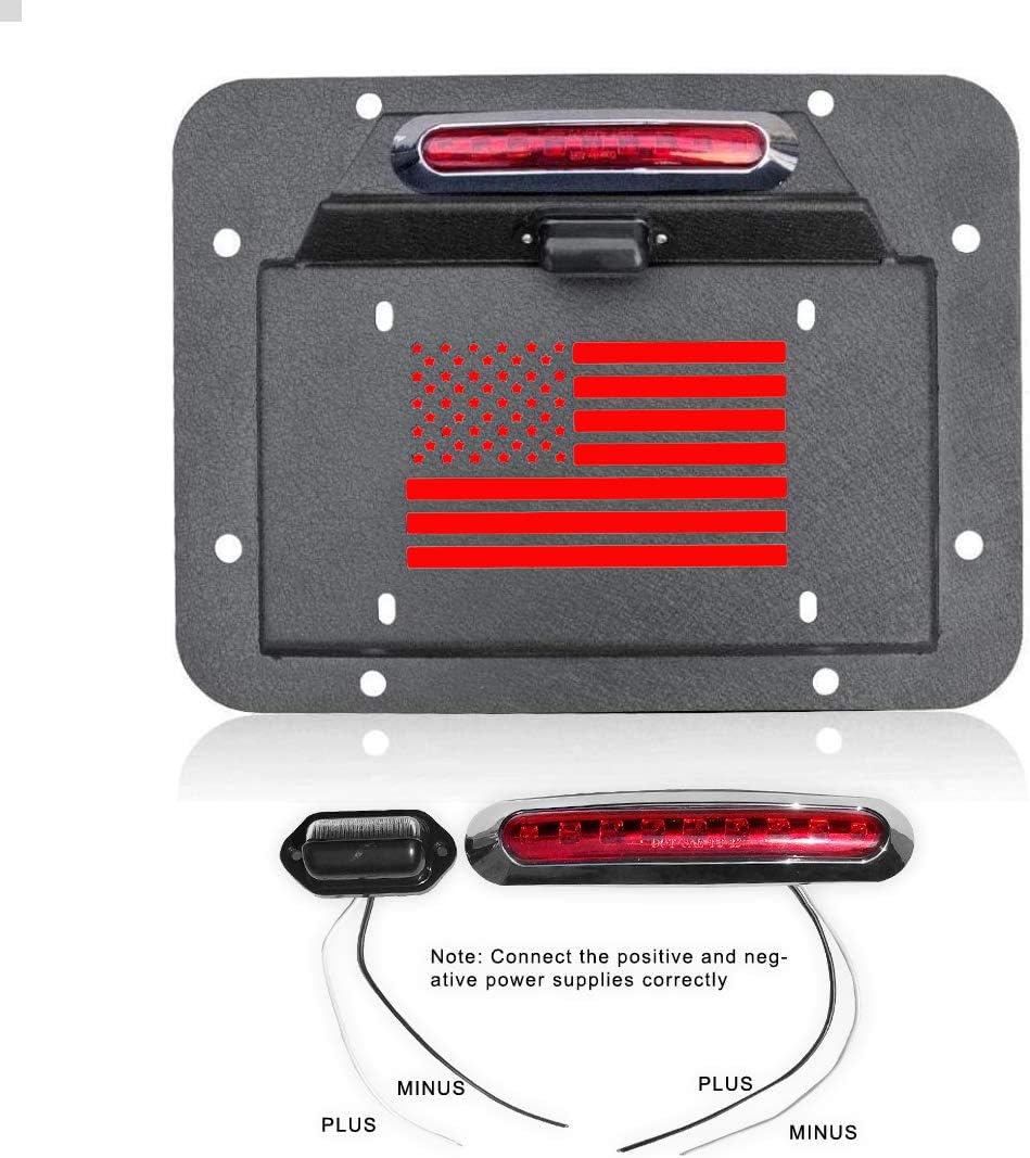 Spare Tire Delete License Plate Relocation Kit with Third Brake Light for Wrangler JK JKU V382317