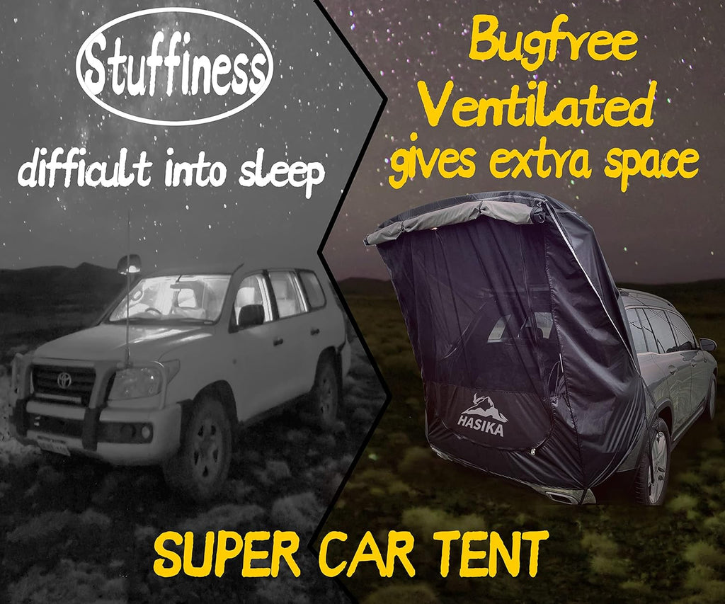 Waterproof Tailgate Shade Awning Tent for Car Camping SUV Yellow S2476