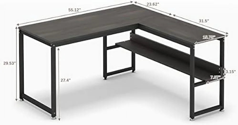 L Shaped Desk 55 inch with Shelves P56594