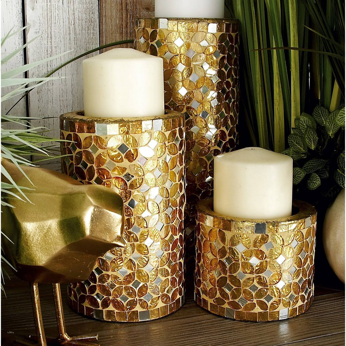 Metal Mosaic Candle Holders Set of 3 B72414
