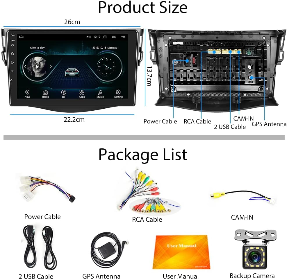9 Inch Touchscreen Car Stereo with Backup Camera T9470