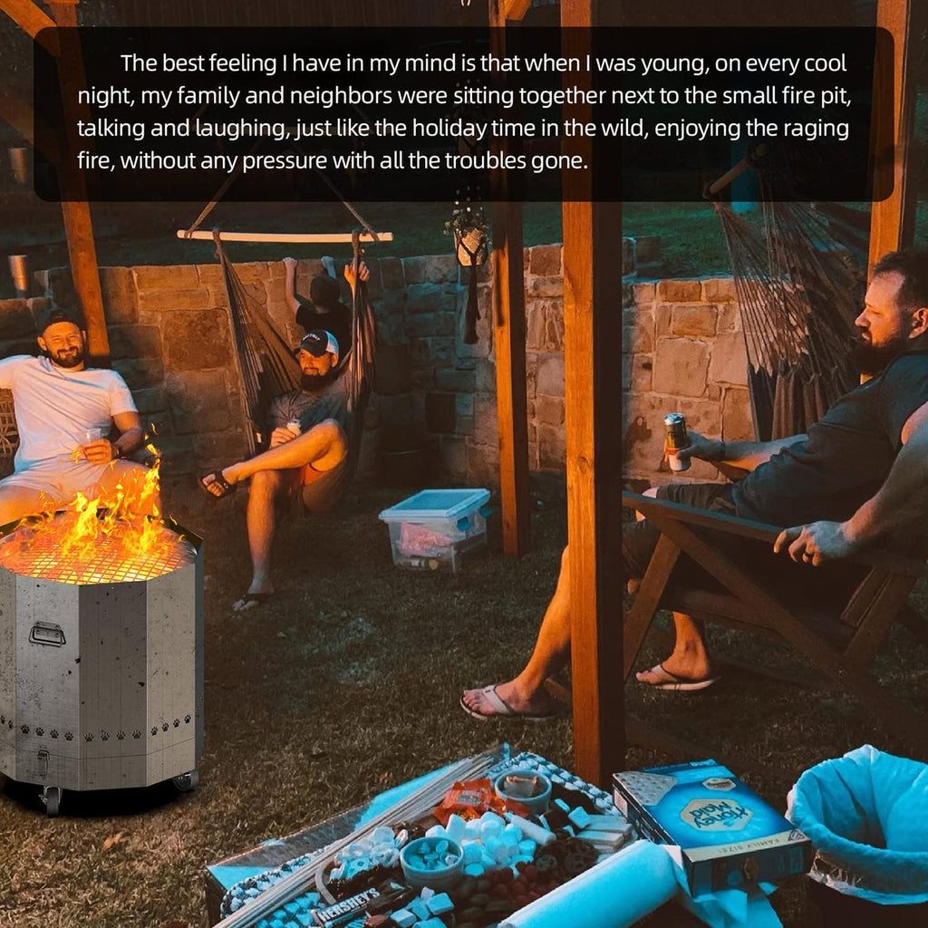 304 Stainless Steel Bonfire Fire Pit & Campfire Grill, Portable, 15.75x17.95 Inches Q6752