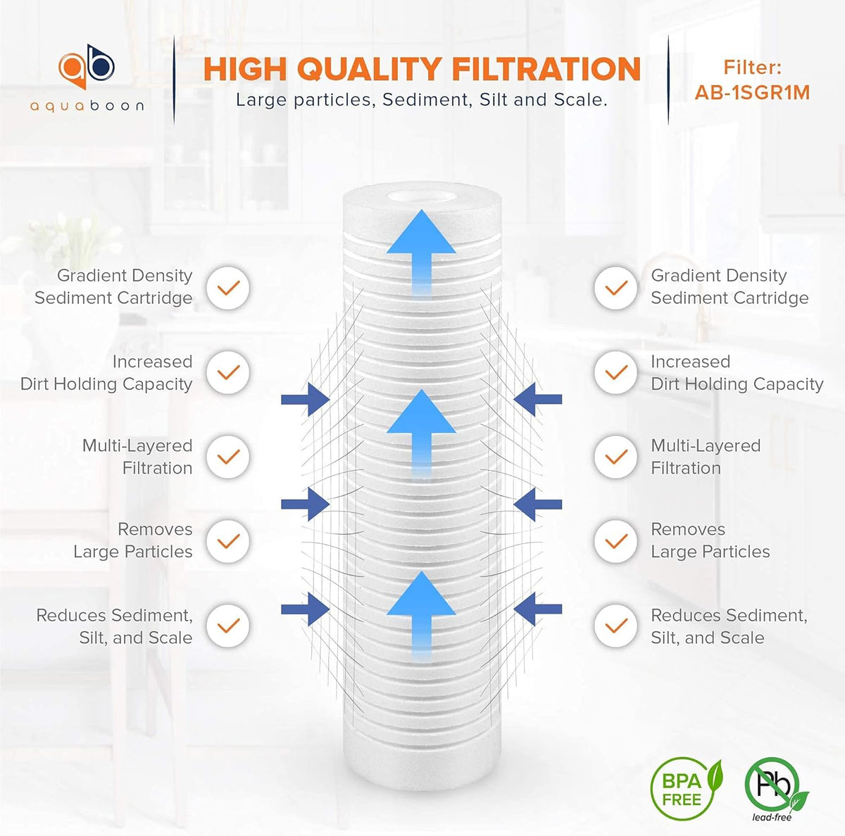 10 x 2.5 Grooved Sediment Water Filter Replacement Cartridge 25-Pack Z3874