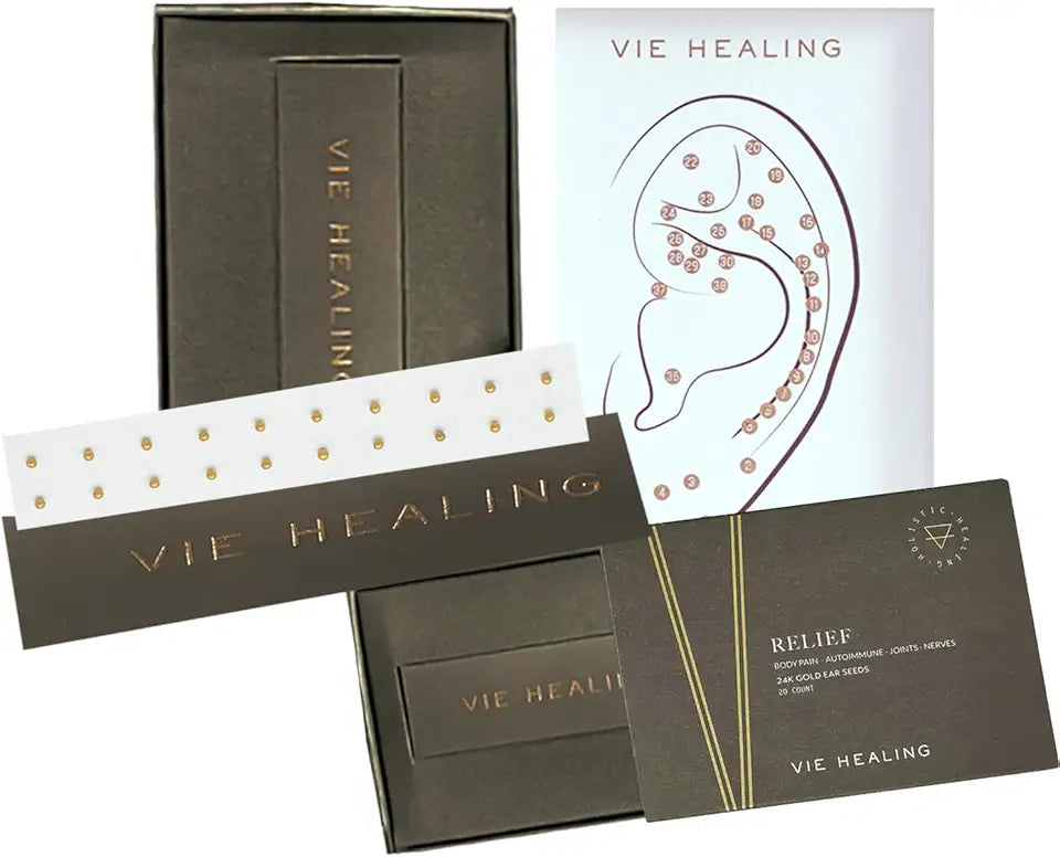 24k Gold Acupressure Ear Healing with Ear Chart C37426