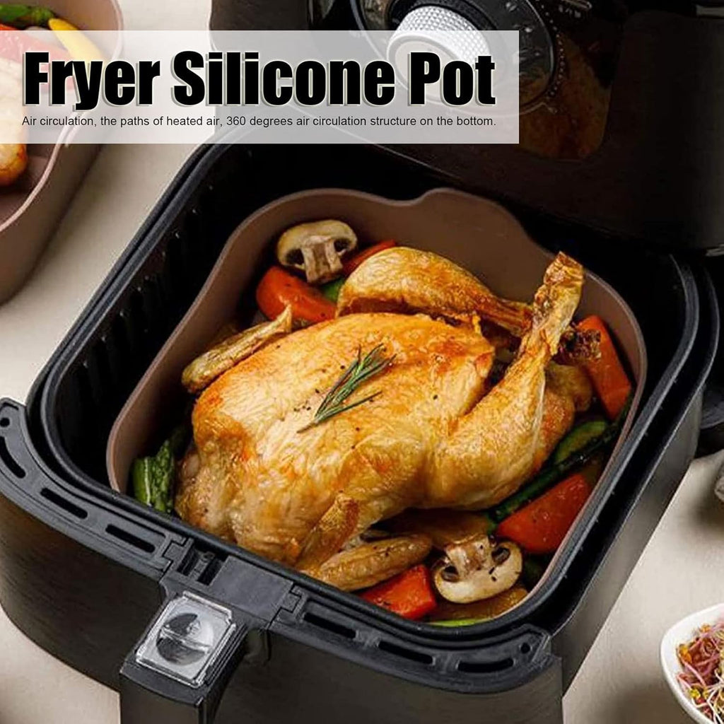 8 Inch Square Non-Stick Food-Grade Reusable Silicone Air Fryer Liners R152878