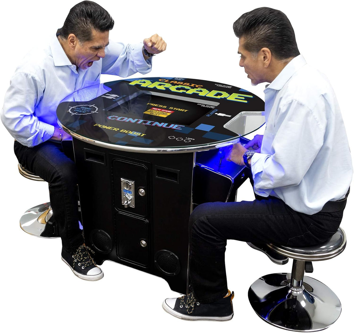 Full Size Cocktail Arcade Table Machine with 22 LCD Screen, Round Glass Top, 2 Player, 412 Games G910