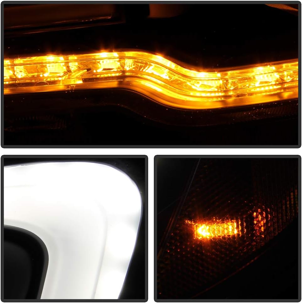 Black Housing Smoked Lens LED Tube Sequential Projector Headlights R43336