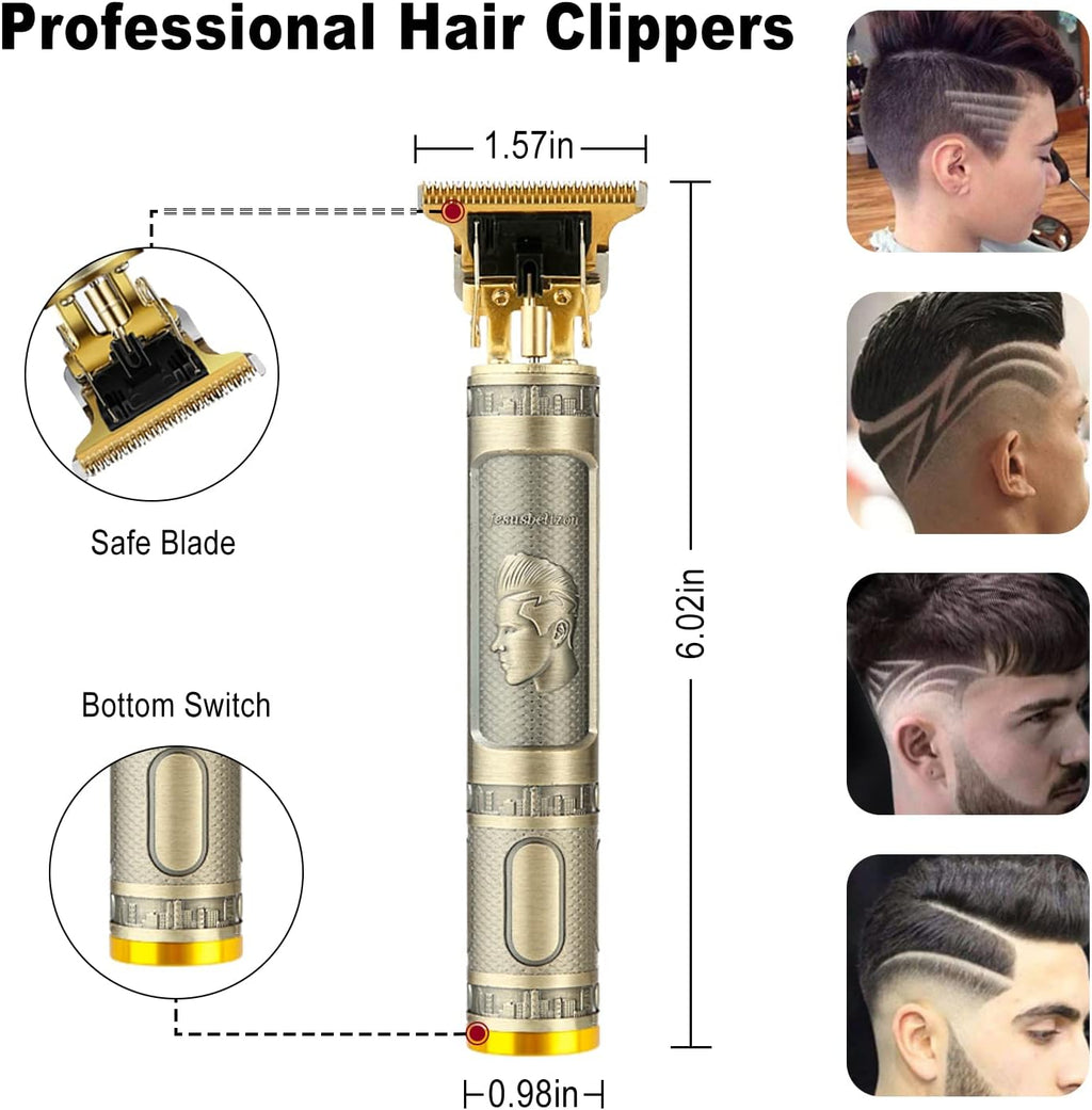 Cordless Hair & Beard Trimmer with 4 Guide Combs, Rechargeable T-Blade Hair Clippers, Bronze K883673