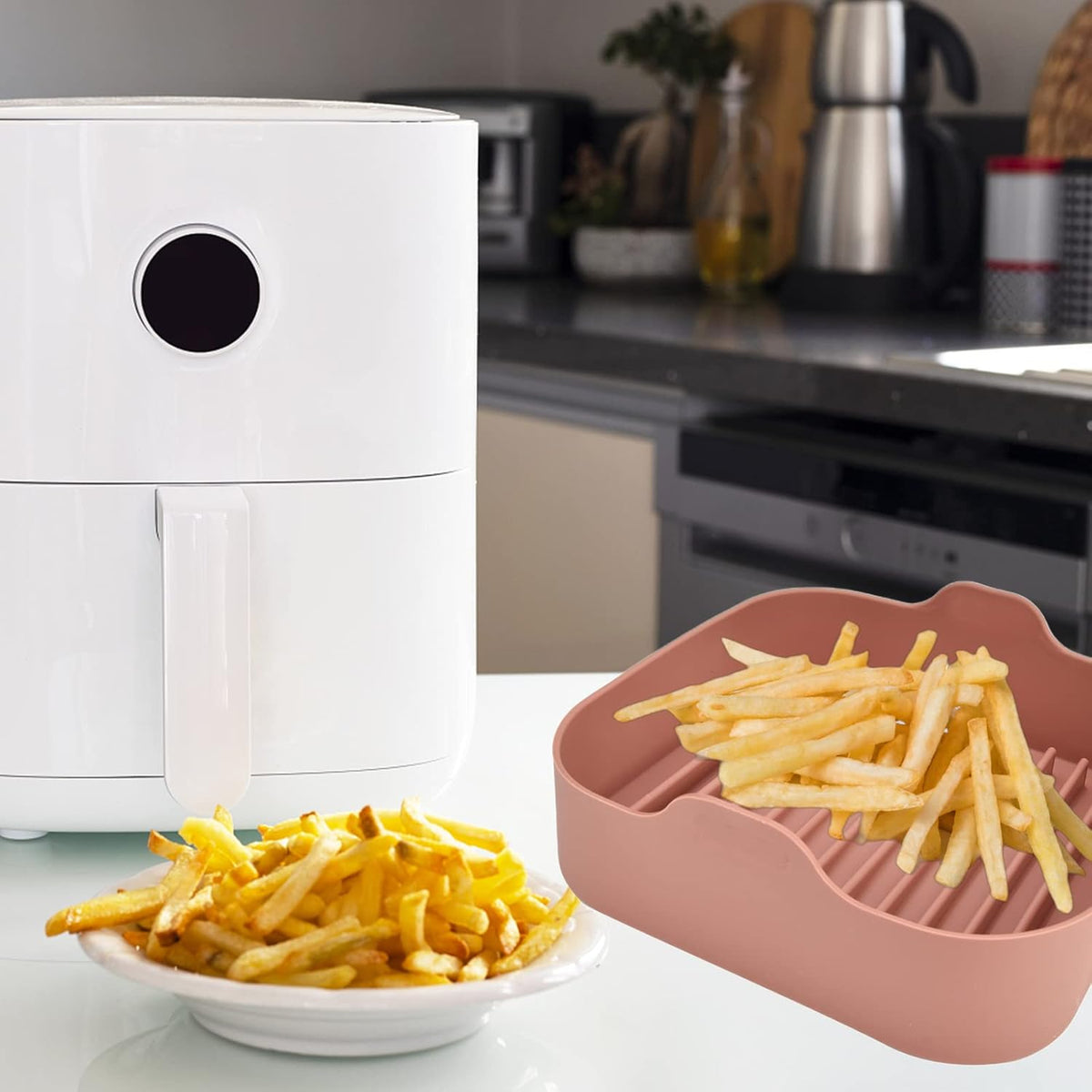 8 Inch Square Non-Stick Food-Grade Reusable Silicone Air Fryer Liners R152878