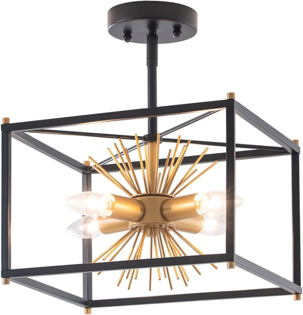 Gold 4-Light Semi-Flush Mount Ceiling Light Fixture E884