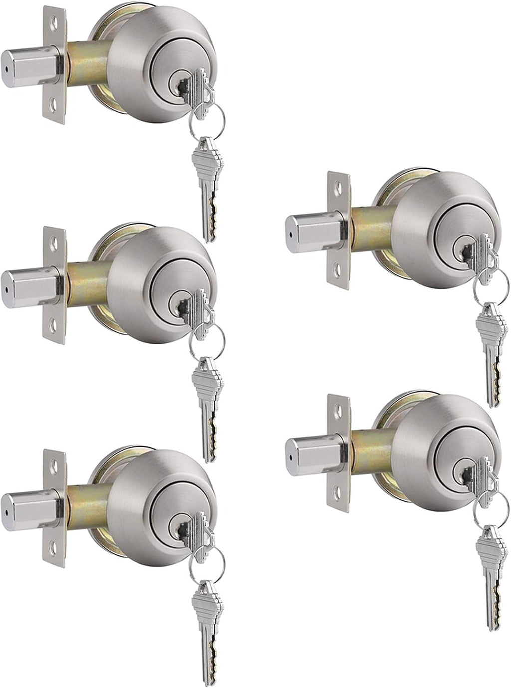 5 Pack Satin Nickel Keyless Interior Door Levers Locksets A81083