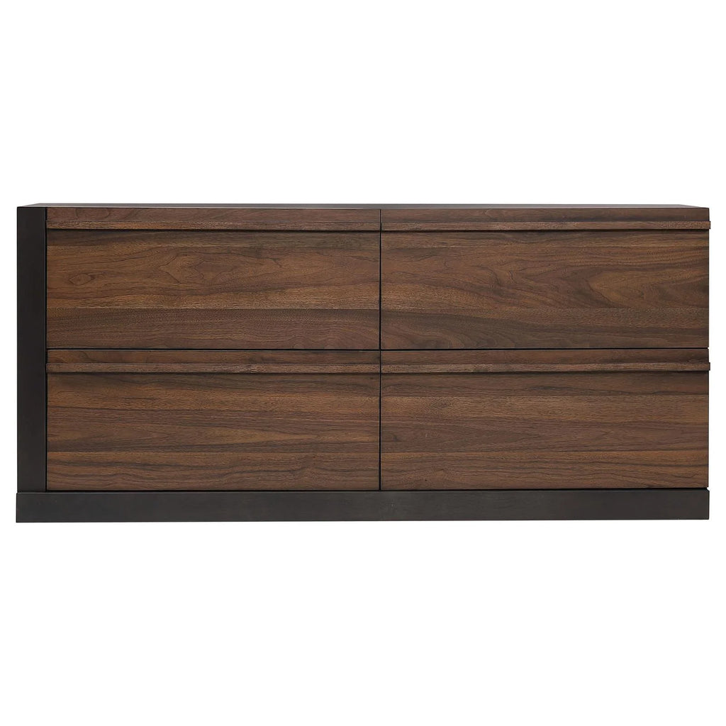 Black and Walnut 4-drawer Dresser X727