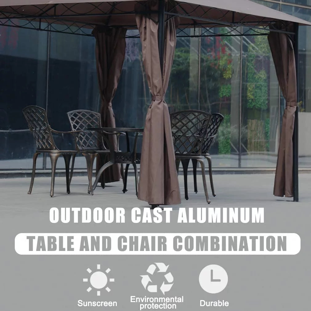 Outdoor Dining Table Set with 4 Wrought Iron Chairs K8802