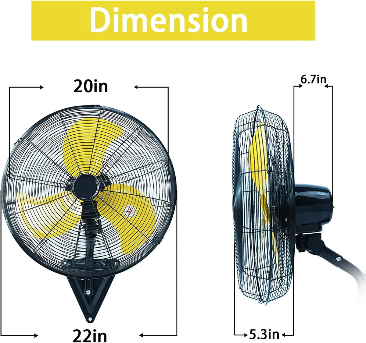 20 Inch 3-Speed High Velocity Wall Mount Fan S156