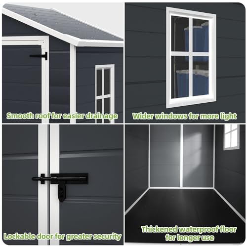 LightGray Resin Outdoor Storage Shed 6x4.4FT with Floor M388