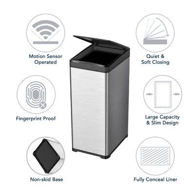 Steel Motion Sensor Trash Can U82593