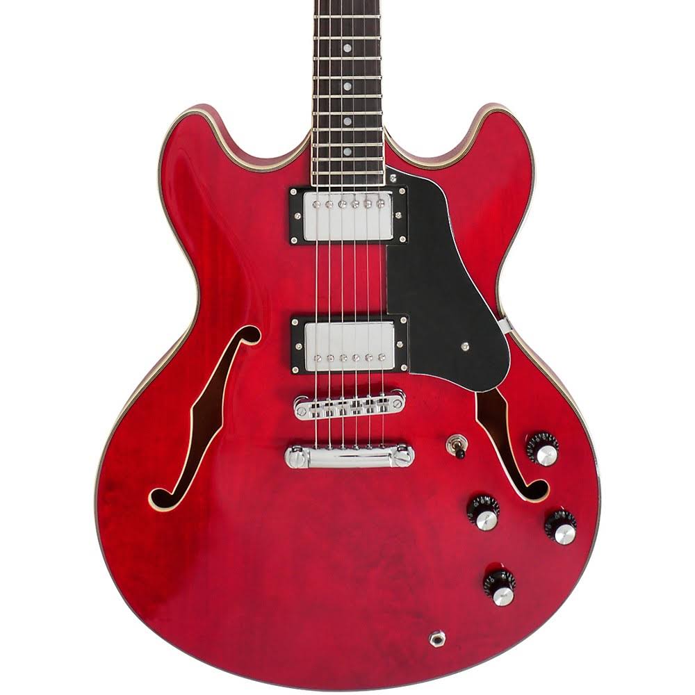 See-Thru Red Hollowbody Electric Guitar I217017