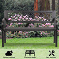 Black Metal Cast Iron Patio Bench with Armrests K70513