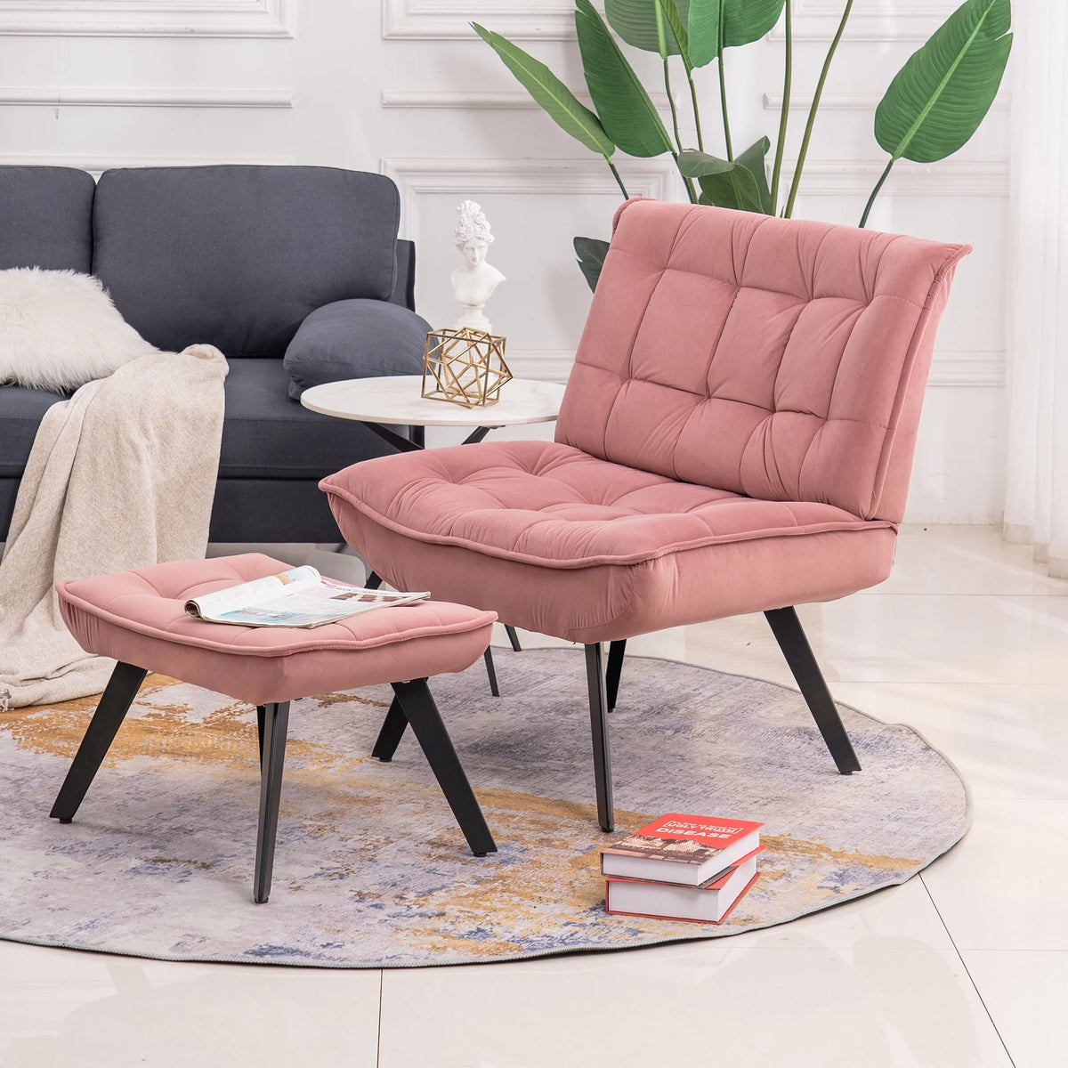 Pink Velvet Accent Chair B192