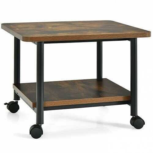 Brown Under Desk Printer Stand with 360 Swivel Casters I310
