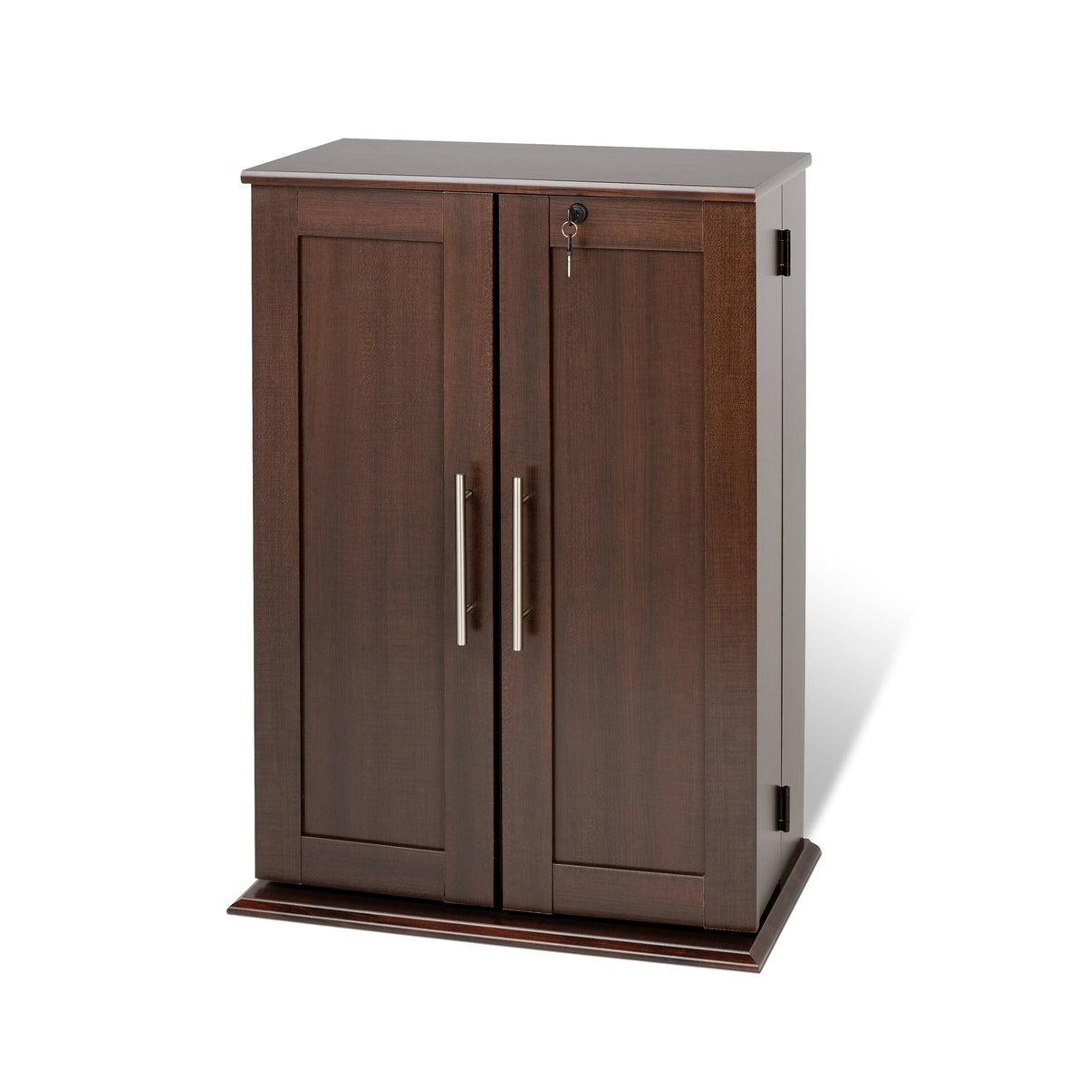 Espresso Locking Media Storage Cabinet With Shaker Doors E232804