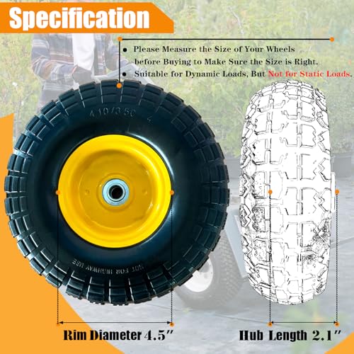 10" Flat Free Solid Tire and Wheel with 5/8" Bearings, 2 Pack R443012