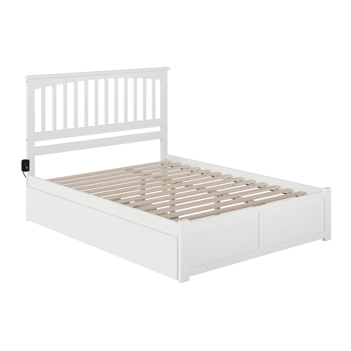 Queen Solid Wood Bed with Twin XL Trundle in White A346038
