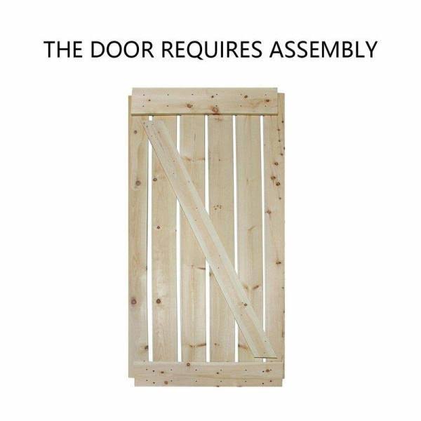 Unfinished Paneled Wood Barn Door with Installation Hardware Kit U767970