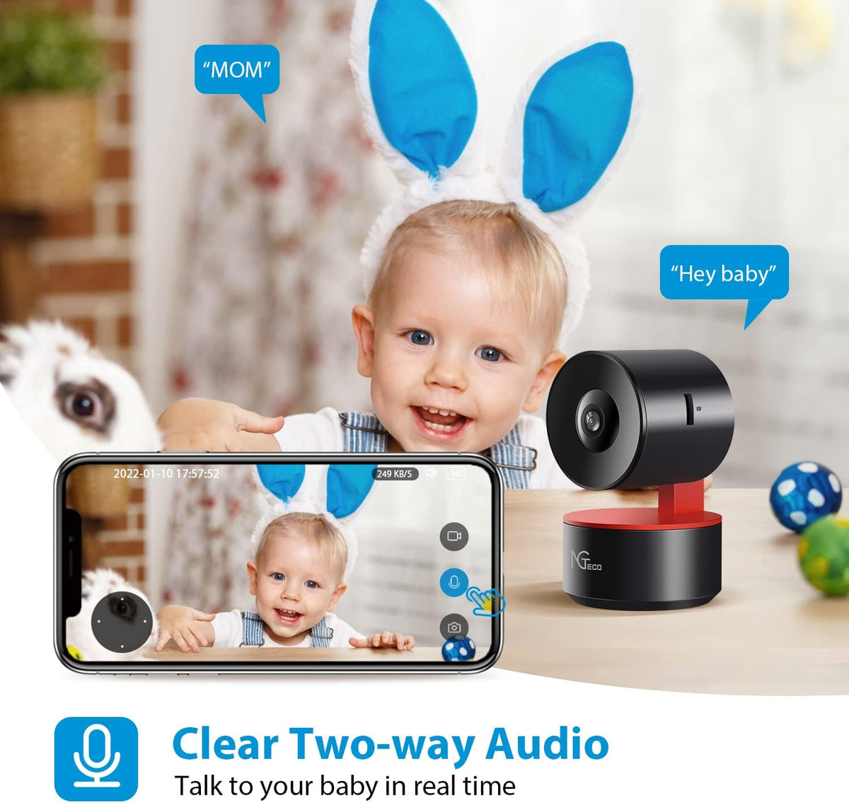 Indoor WiFi Security Camera 1080P Night Vision 2 Way Audio O245