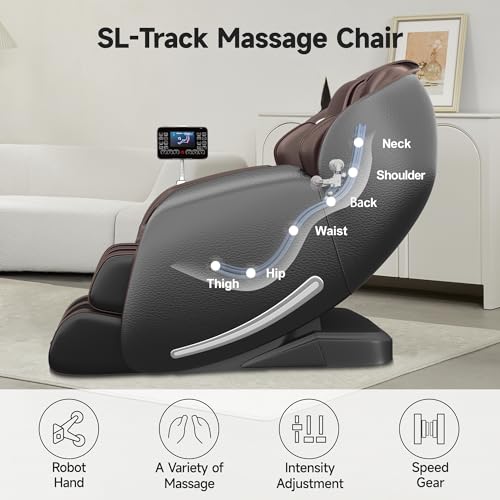 Brown Full Body Zero Gravity SL-Track Shiatsu Massage Recliner Chair D575277