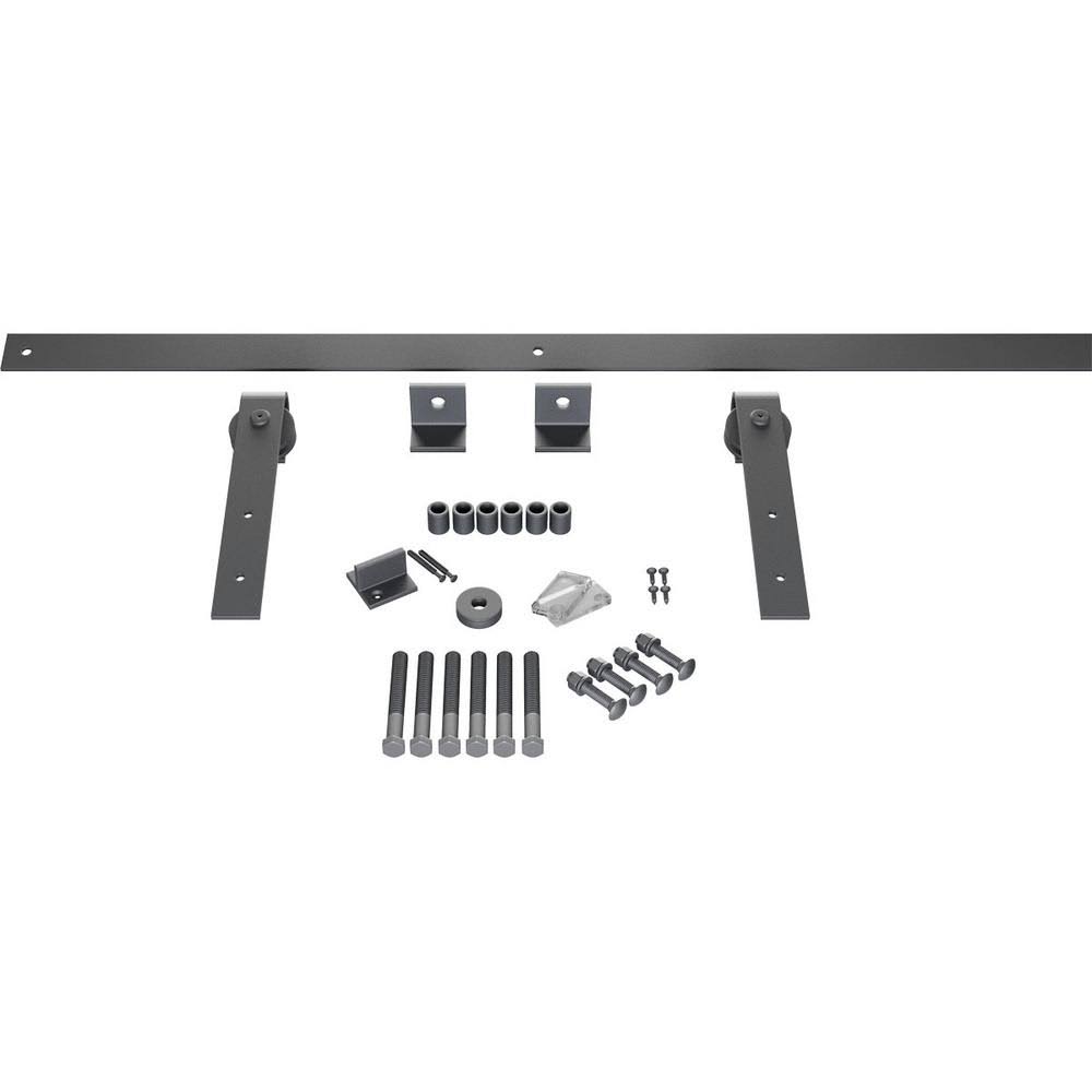 Barn Door Hardware Set with 8 ft Track, Silver Metallic K29102