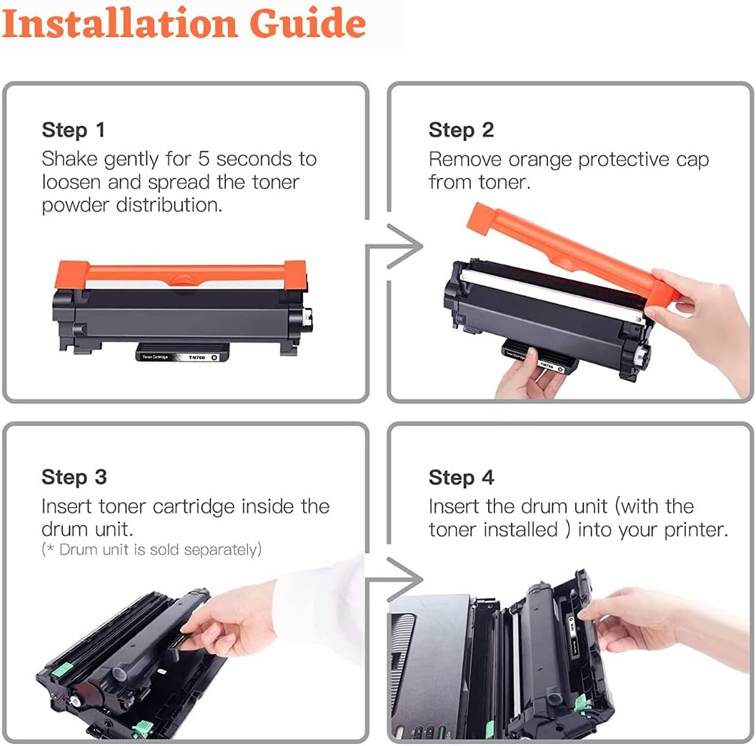Compatible Brother TN760 Black Toner Cartridge 4 Pack C762