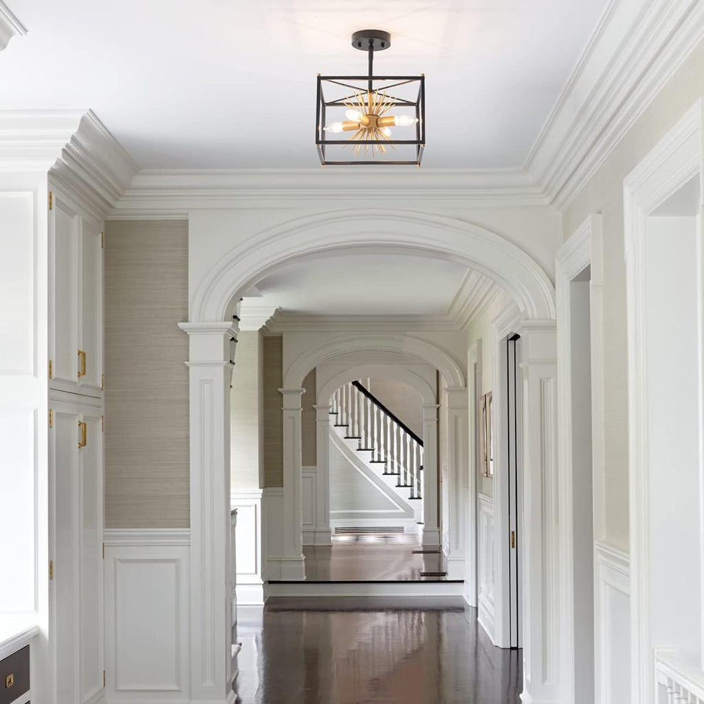 Gold 4-Light Semi-Flush Mount Ceiling Light Fixture E884