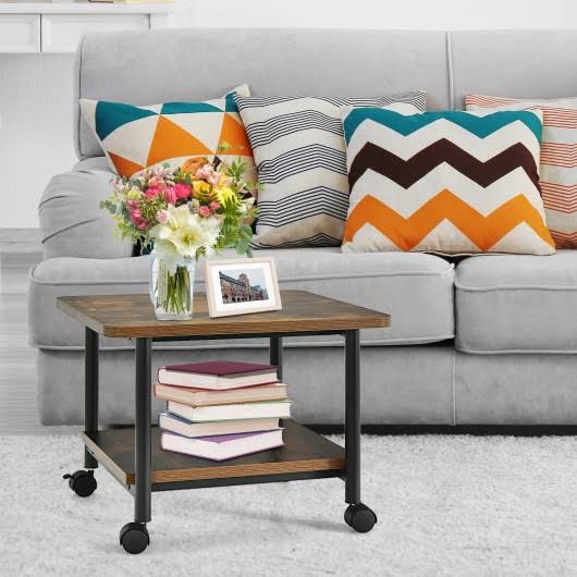 Brown Under Desk Printer Stand with 360 Swivel Casters I310