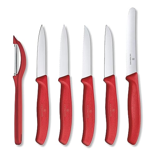 Red Set of 6 Swiss Classic Knife Set H3628