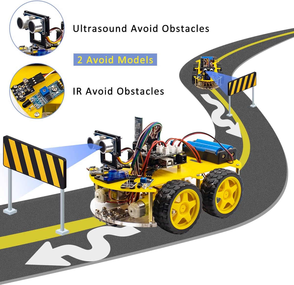 4WD Robot Car Kit STEM Programming Robot Car Compatible with Arduino IDE A8114