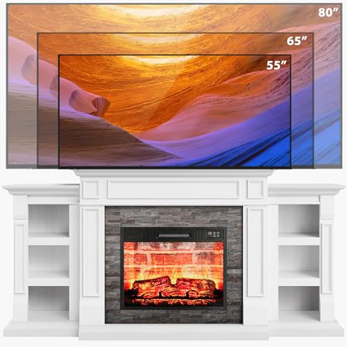 70" Electric Fireplace with Mantel, TV Stand with Storage, Remote Control H3359