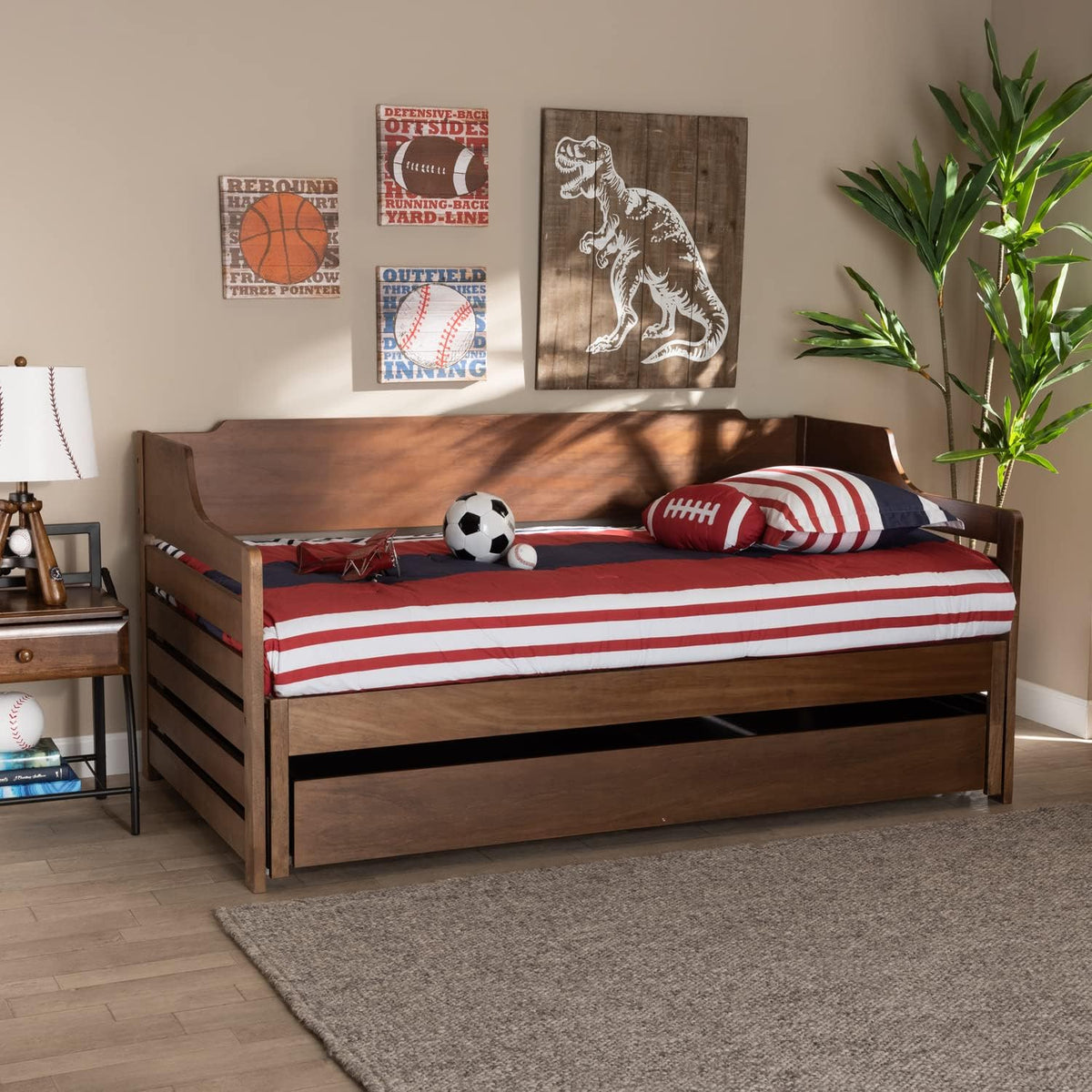 Walnut Expandable Twin Size to King Size Daybed L81997