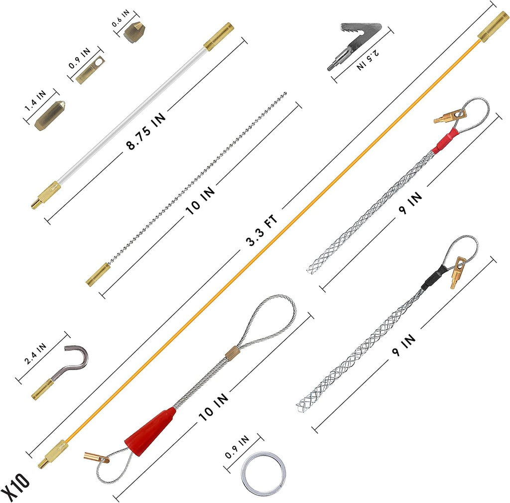 11 Foot Wire and Cable Pulling Kit with 16 Accessories K95815