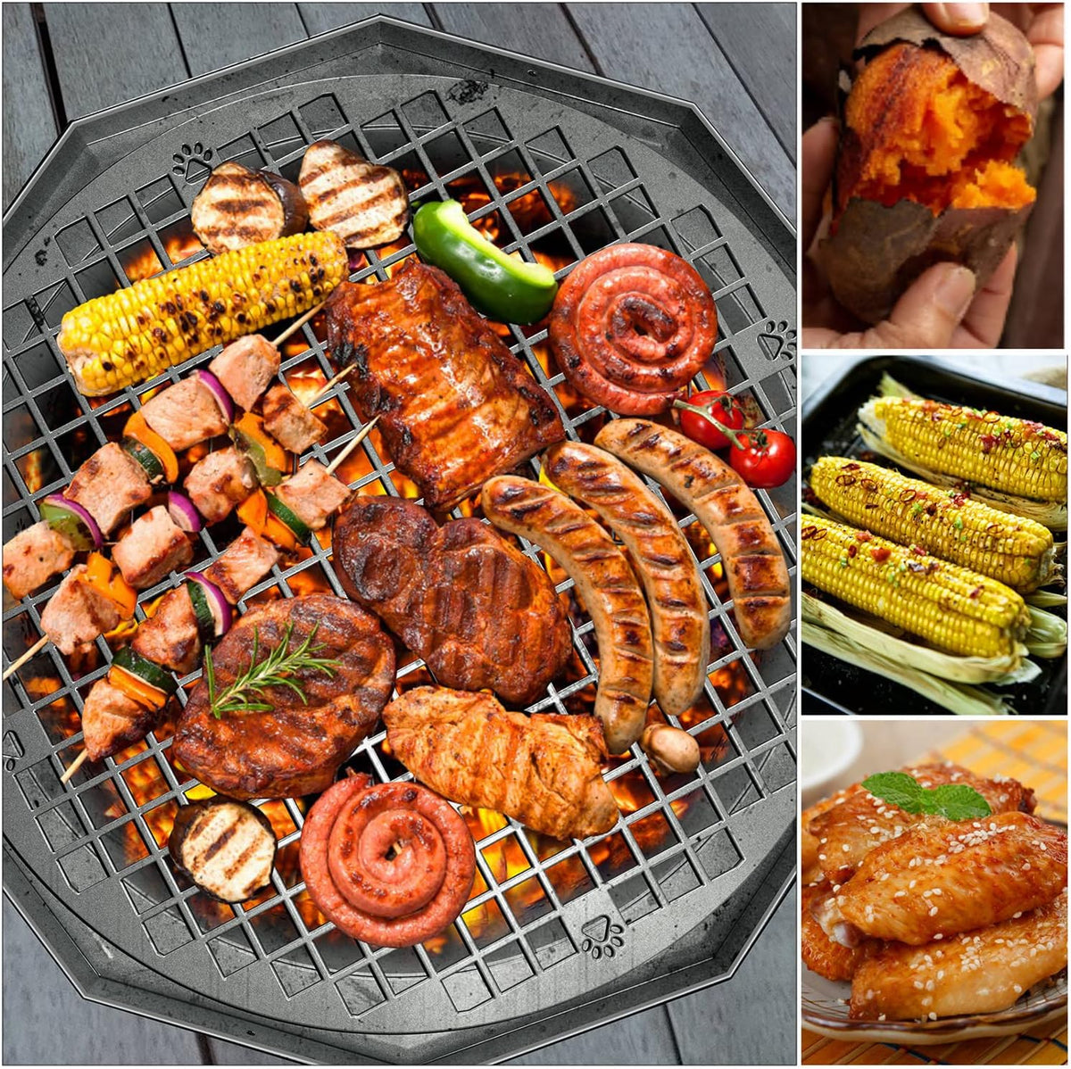 304 Stainless Steel Bonfire Fire Pit & Campfire Grill, Portable, 15.75x17.95 Inches Q6752