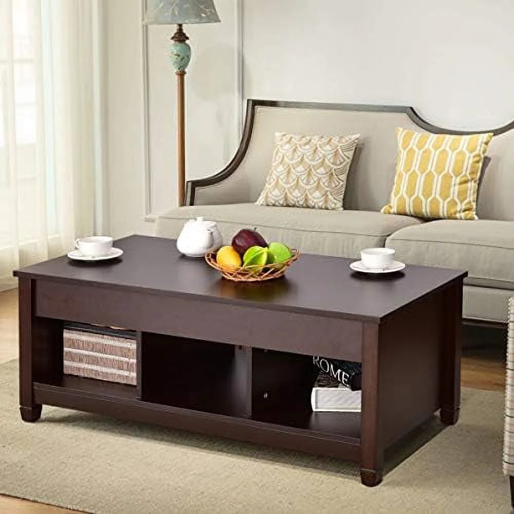 Espresso Lift Top Coffee Table with Hidden Compartment L4753