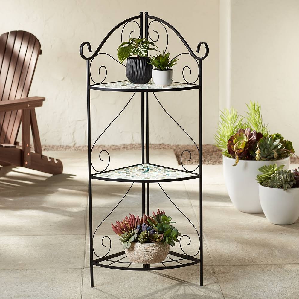 Black Iron Three Shelf Plant Stand C59221