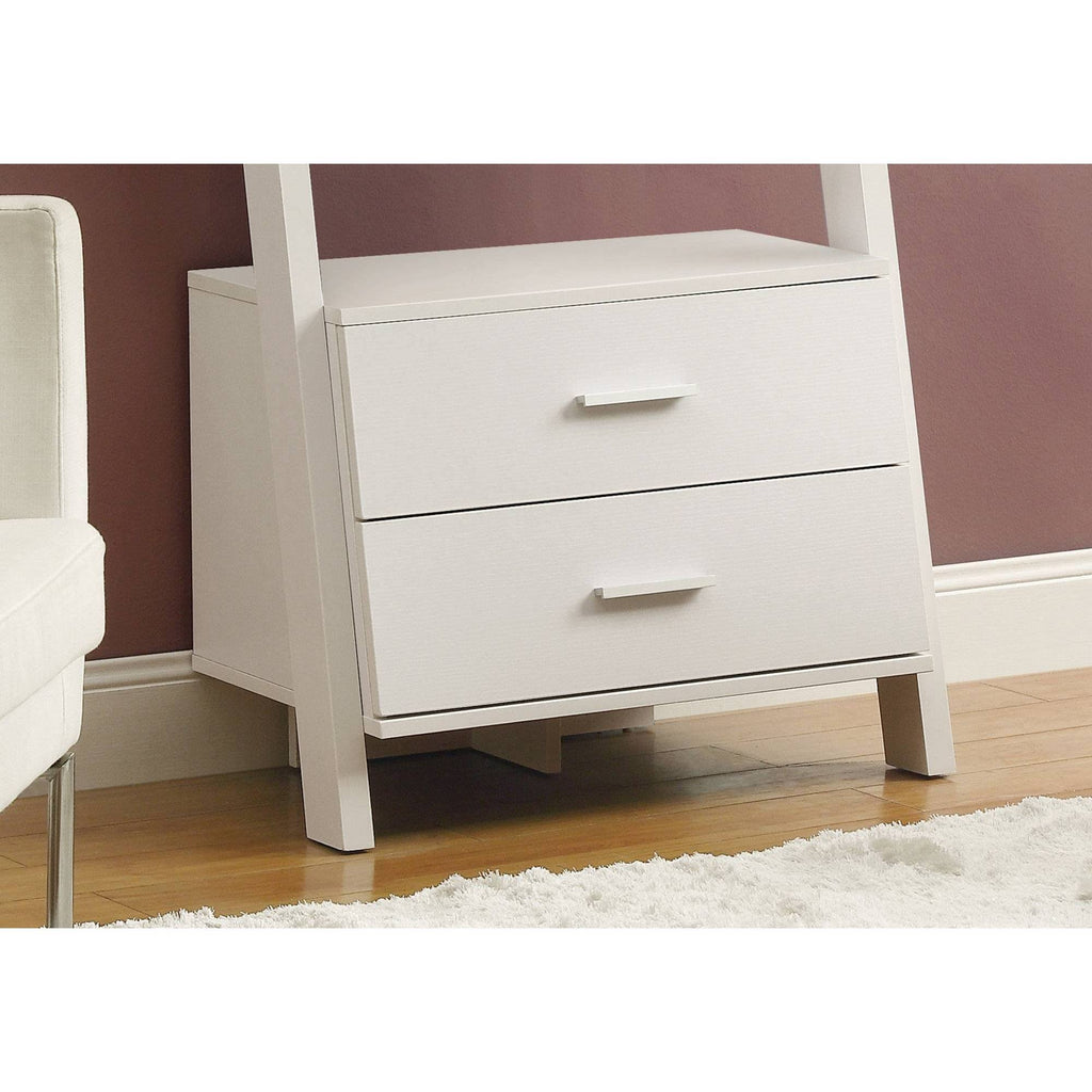 White Ladder Bookcase with Drawers V717