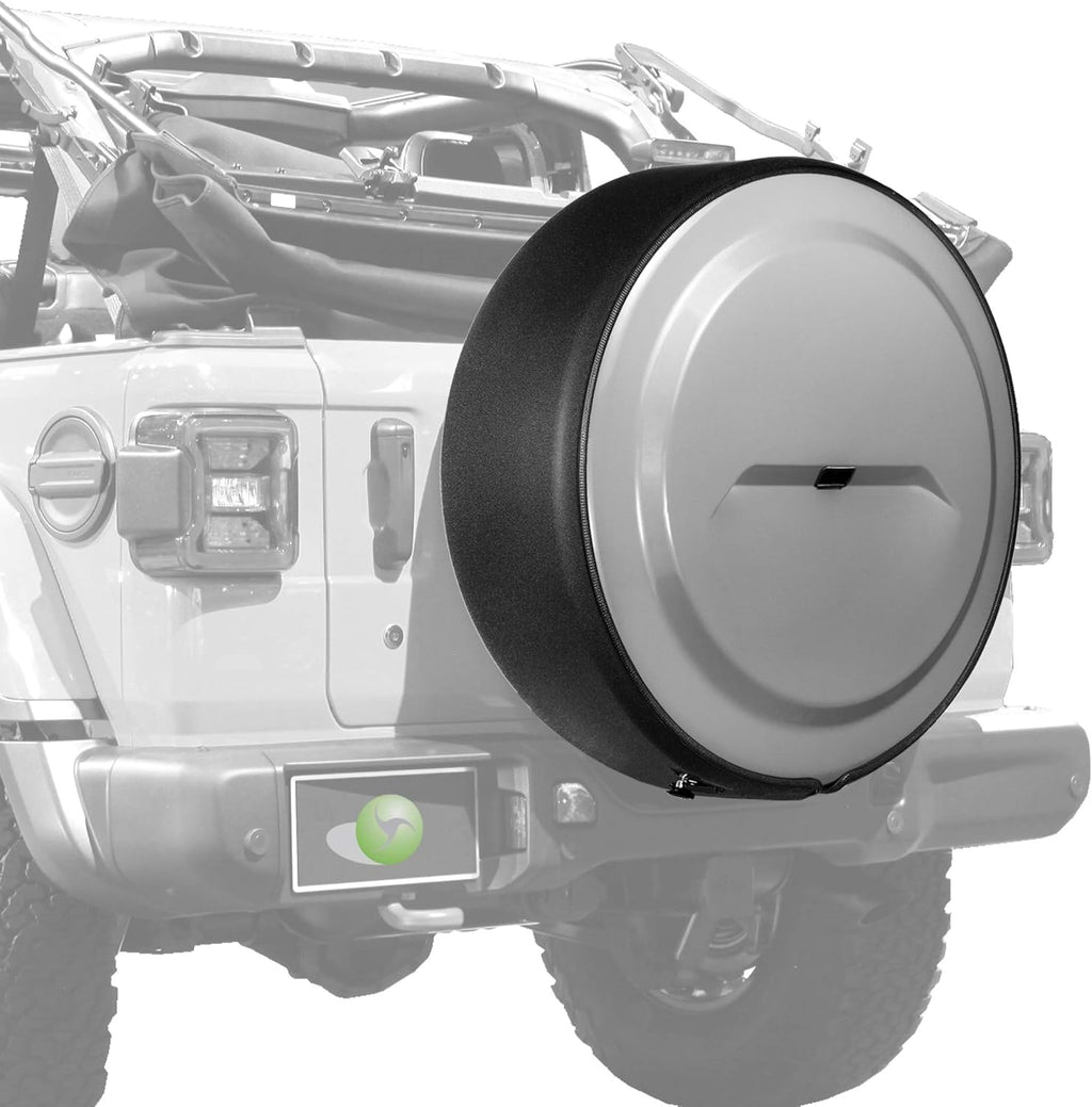 Bright White Painted Plastic Face Black Powder-Coated Ring Tire Cover A659822