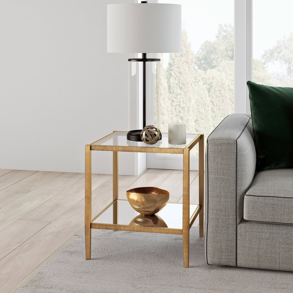 Brass Metal/Glass Side Table P139811