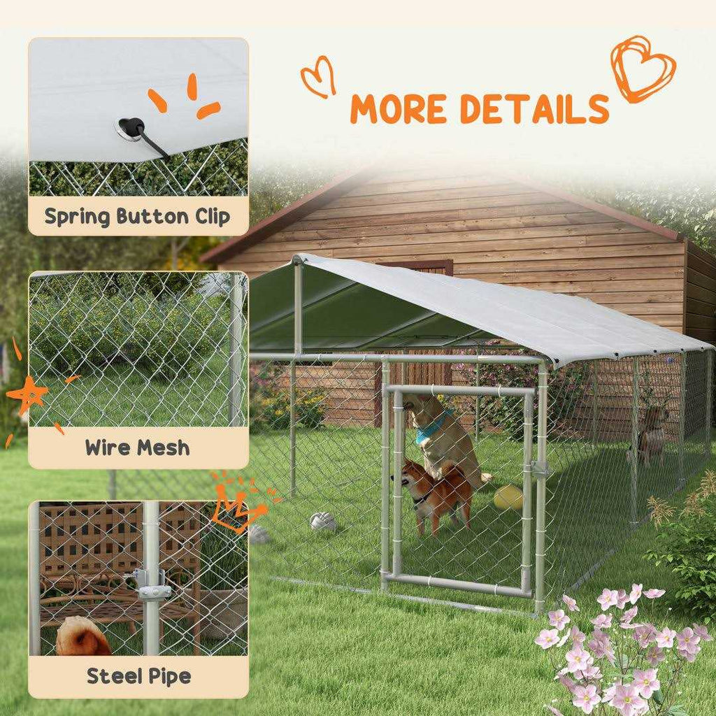 Large Outdoor Dog Kennel with Waterproof UV Resistant Roof K591